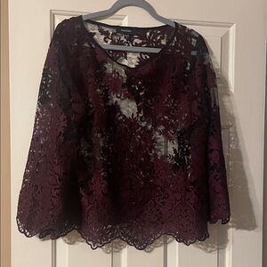 Karen Kane Deep Burgundy Lace Blouse